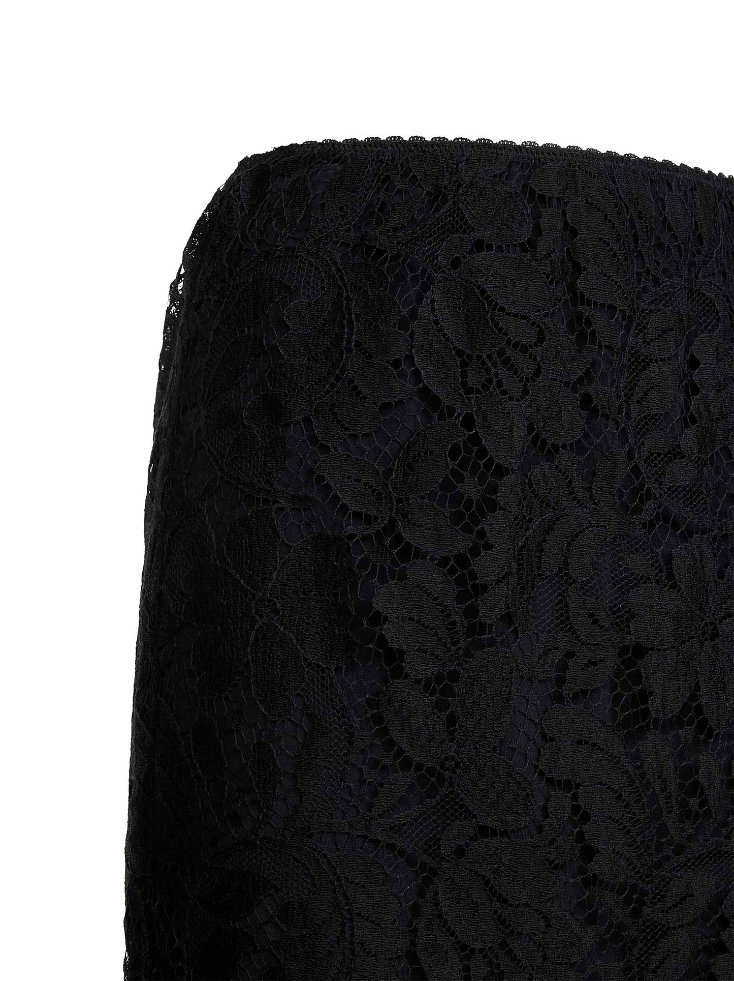 Black floral lace straight skirt
