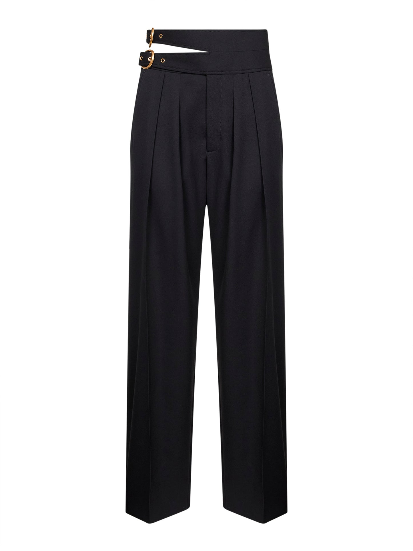 Pantaloni sartoriali in lana grain de poudre nera