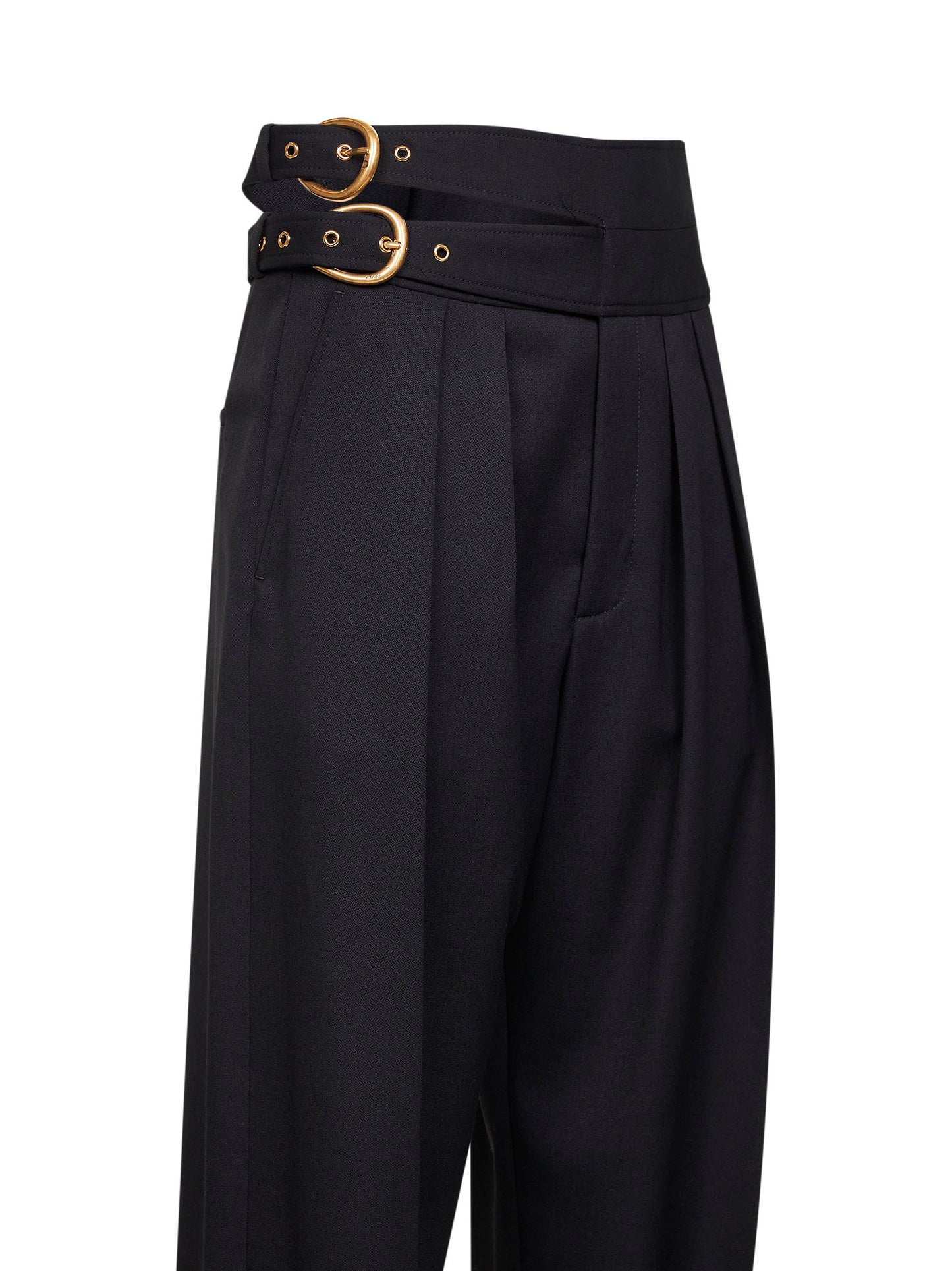 Pantaloni sartoriali in lana grain de poudre nera