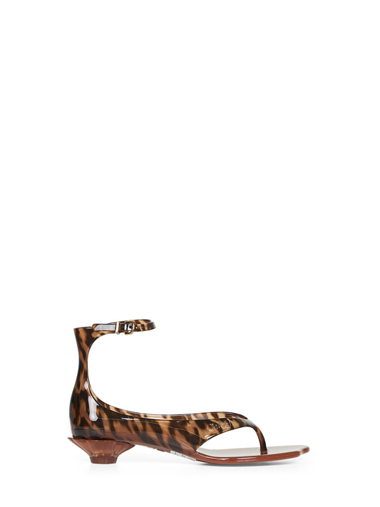Black and brown Chloé Jelly thong sandals