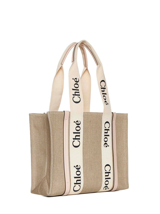 Medium Woody tote bag in linen
