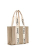 Medium Woody tote bag in linen