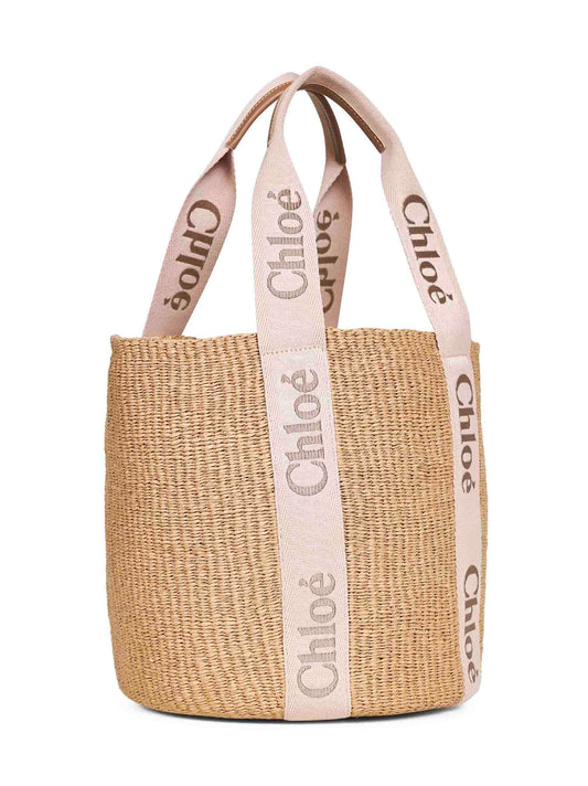 Blushy beige Woody large basket bag