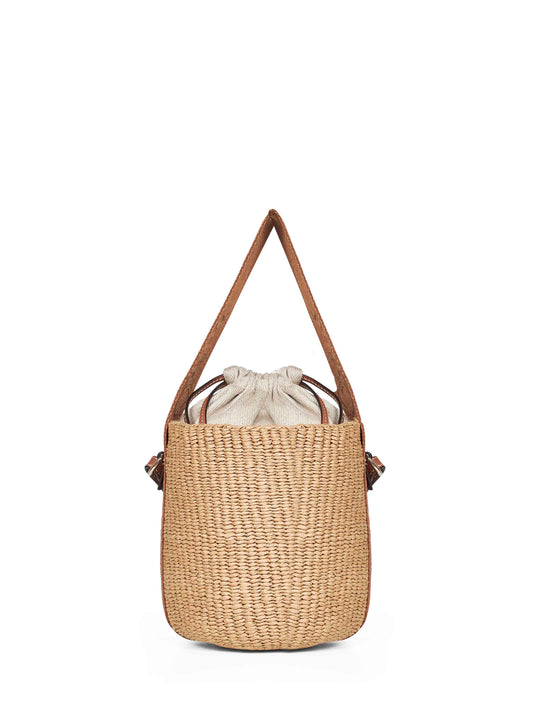 Borsa a cesto piccola Woody beige