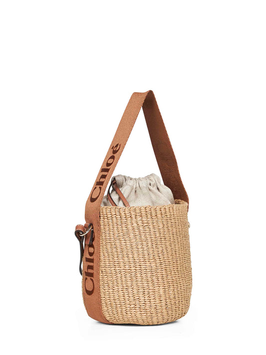 Borsa a cesto piccola Woody beige
