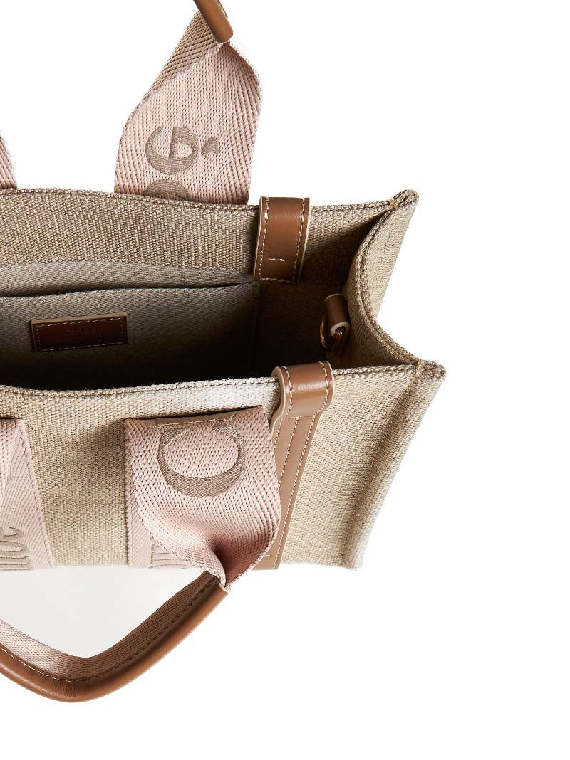 Woody linen small tote bag by Chloè<BR/>