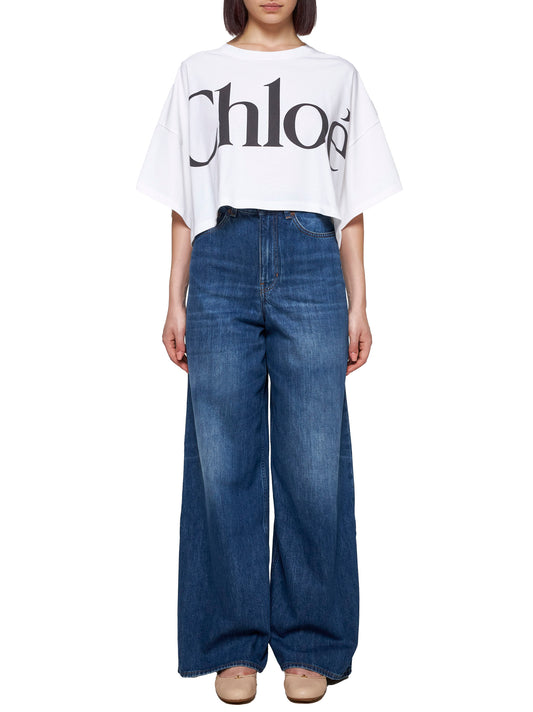 Wide-leg denim jeans