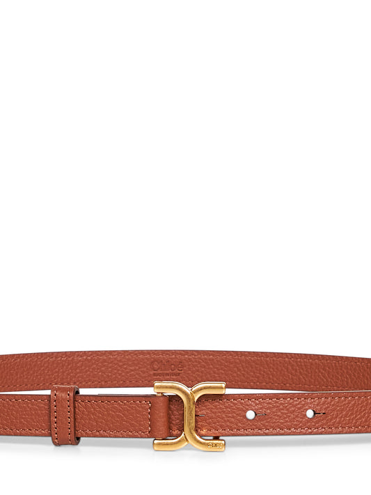 Tan grained calf leather Marcie thin belt