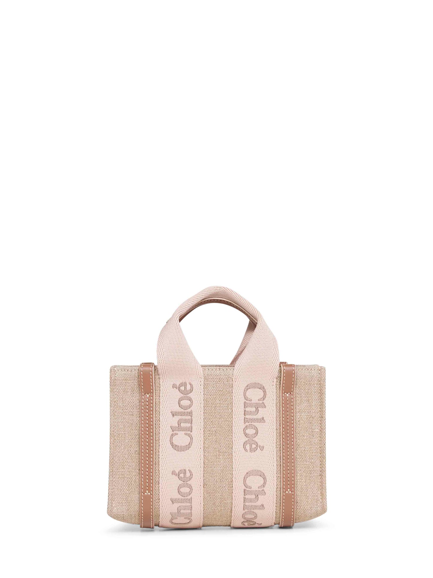 Blushy beige Woody mini tote bag
