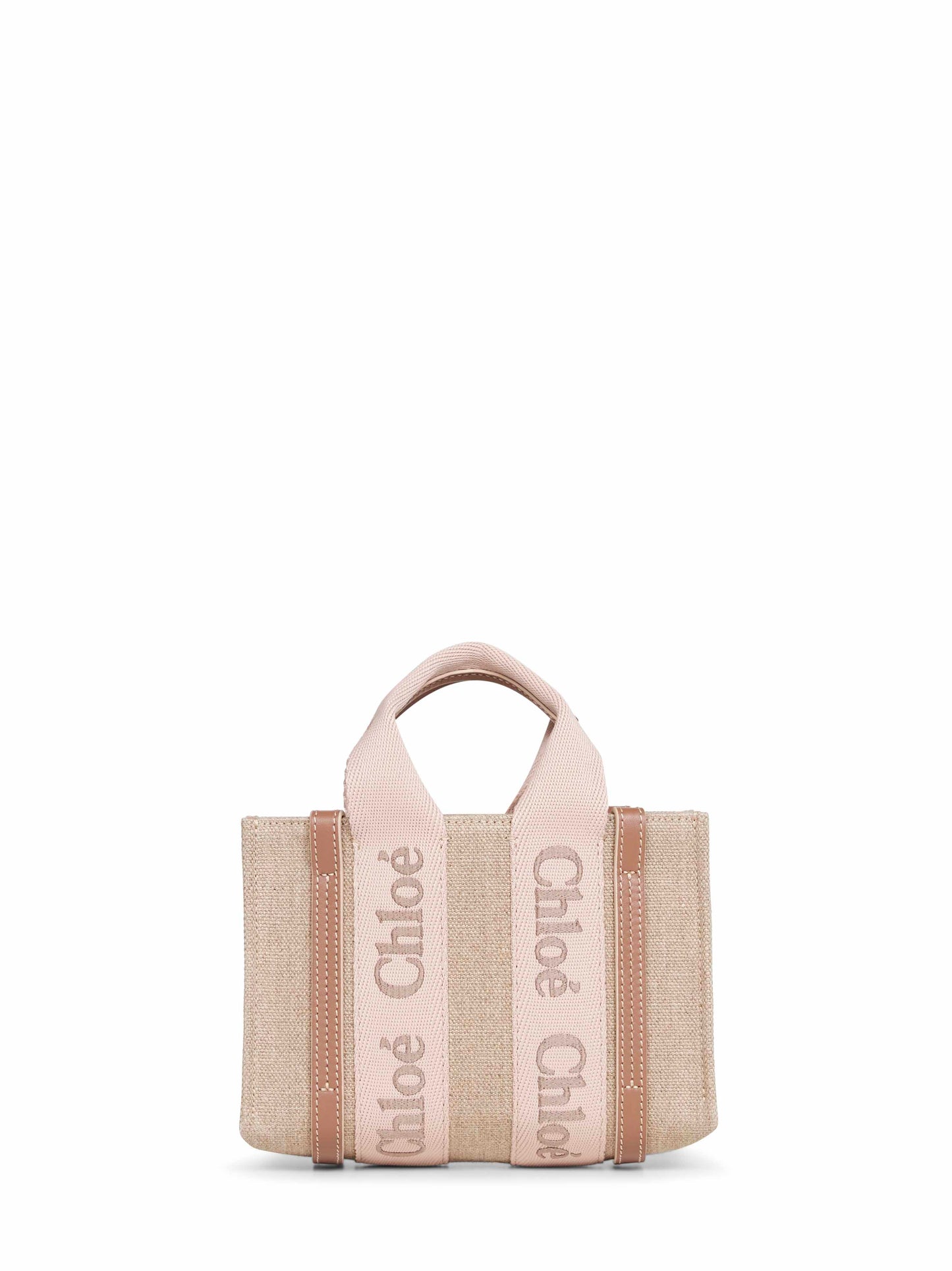 Blushy beige Woody mini tote bag