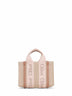 Blushy beige Woody mini tote bag