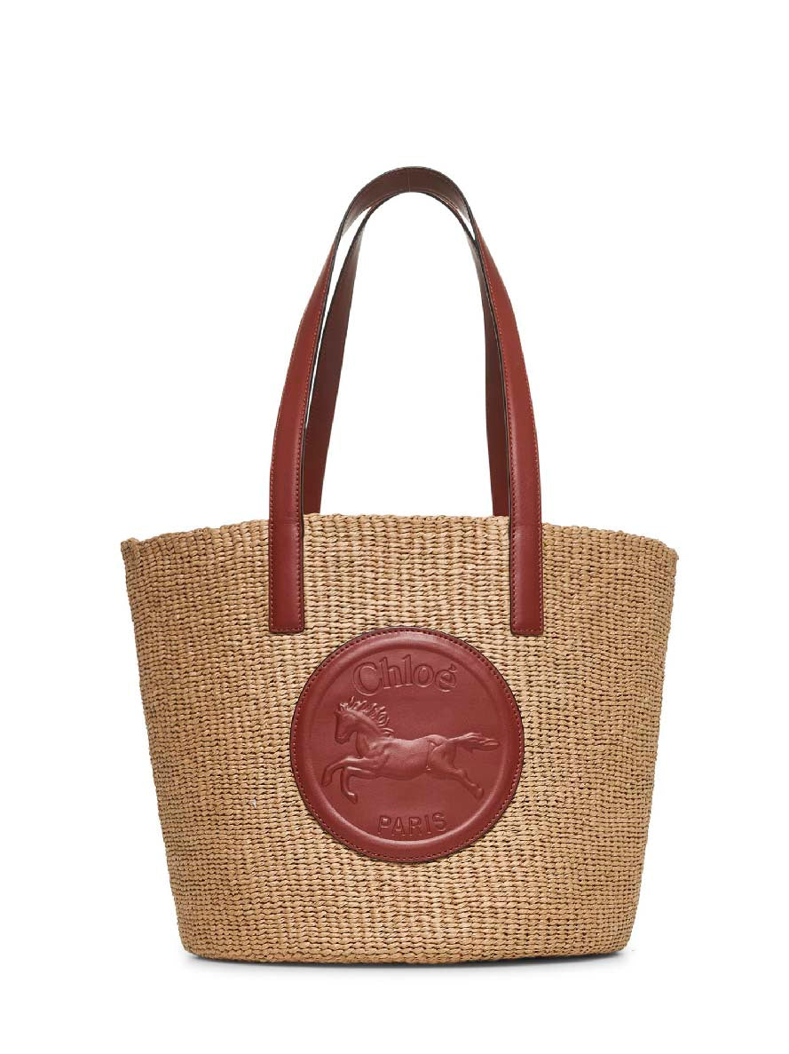 Borsa cesto grande Horse Medal beige