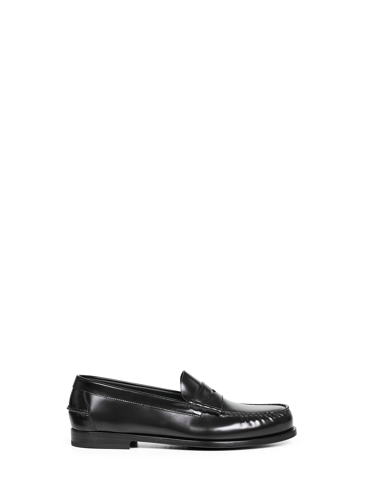 Black polished fumè leather Rowley loafers