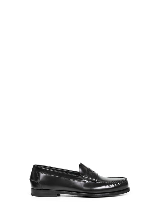 Black polished fumè leather Rowley loafers