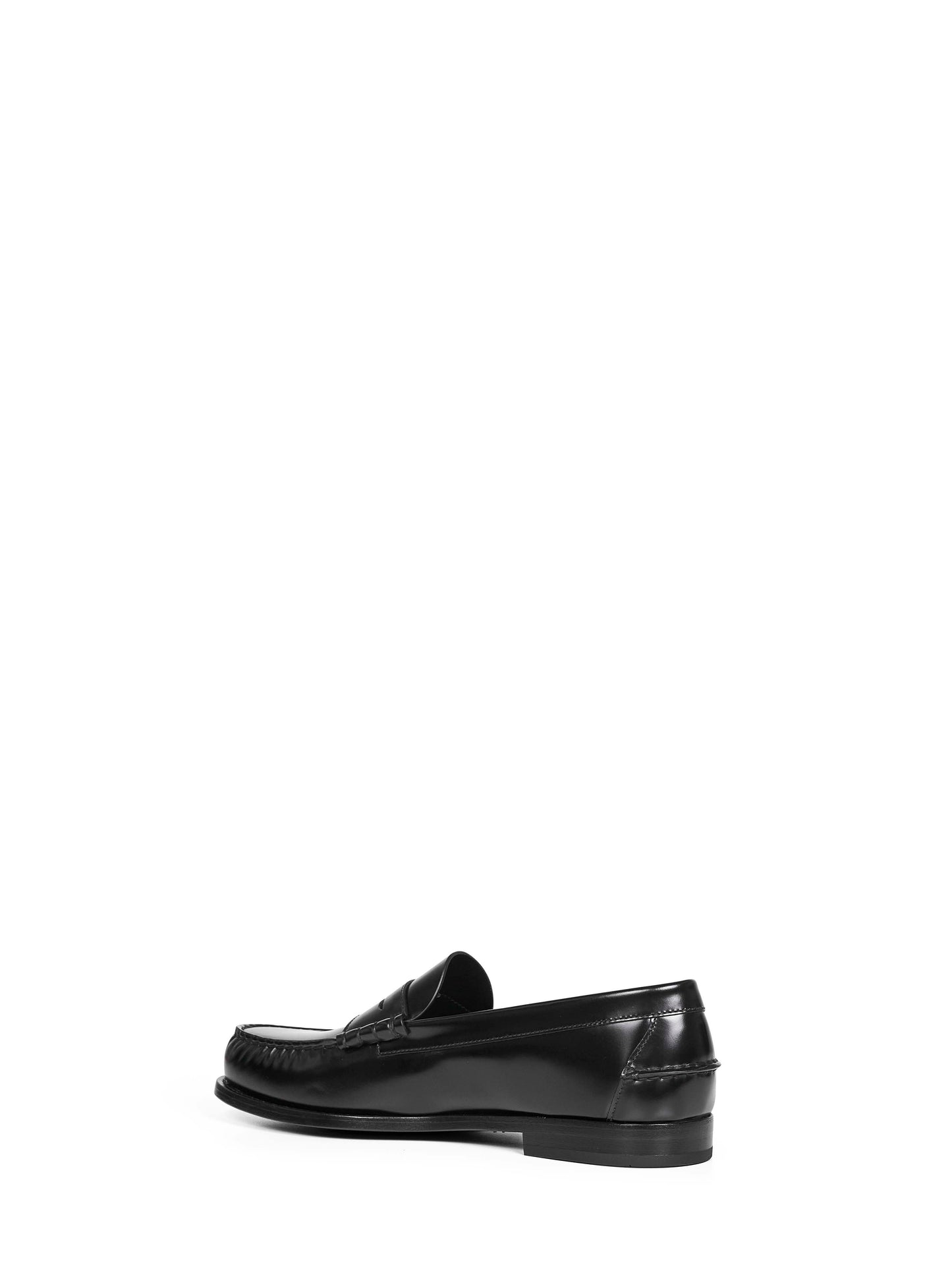 Black polished fumè leather Rowley loafers