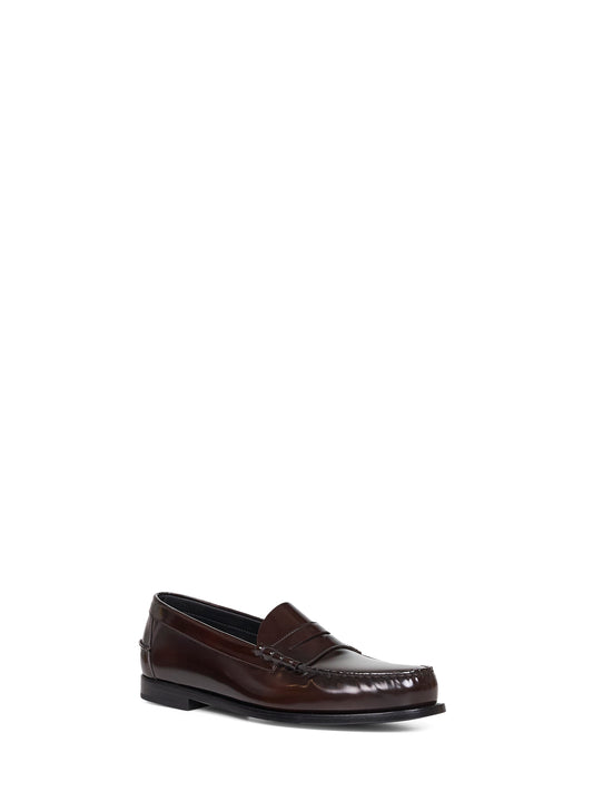 Burnt polished fumè leather Rowley loafers