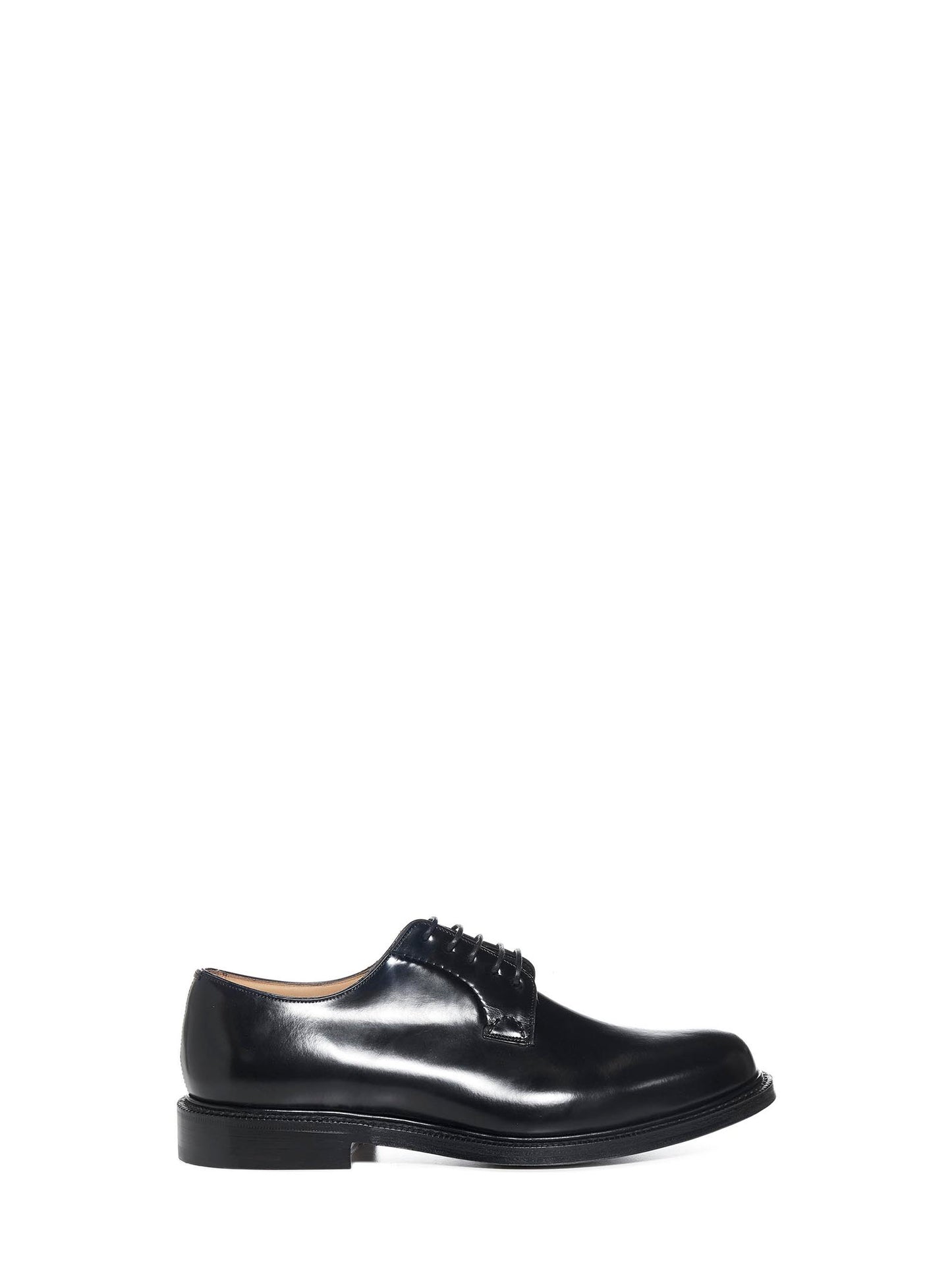 Black leather Shannon Derby blucher shoes