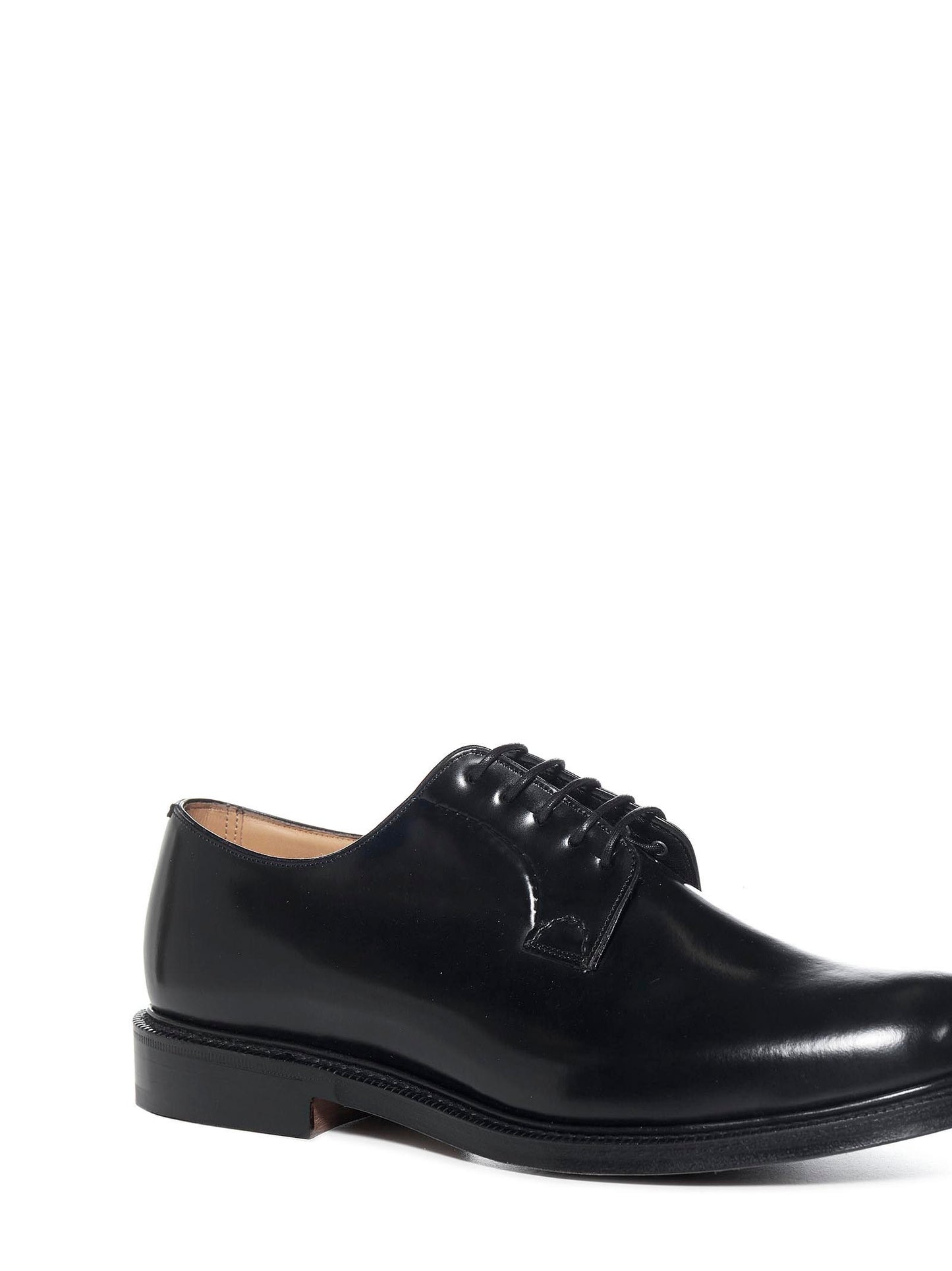 Black leather Shannon Derby blucher shoes
