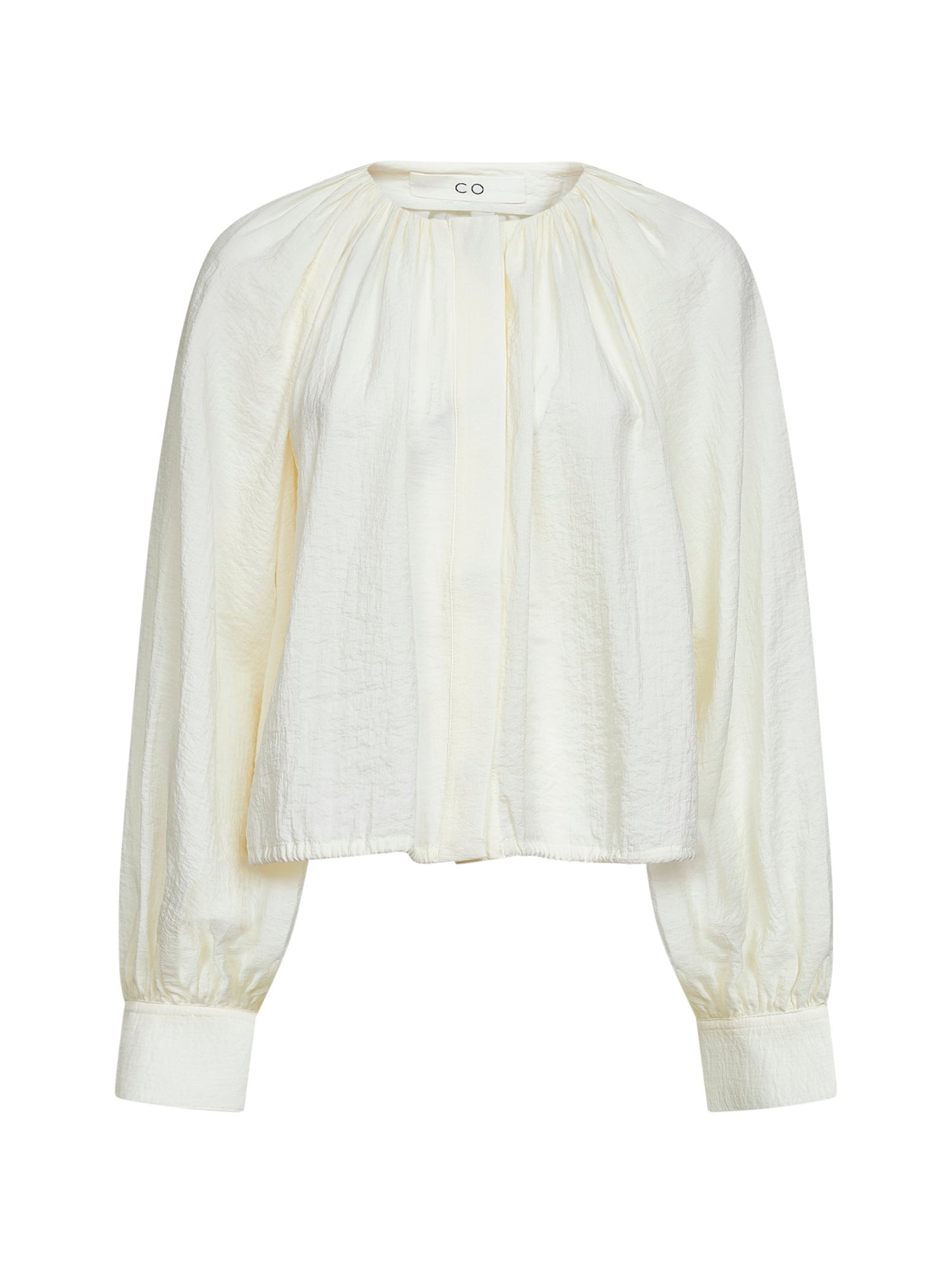 Camicia a tunica arricciata in nylon riciclato latte