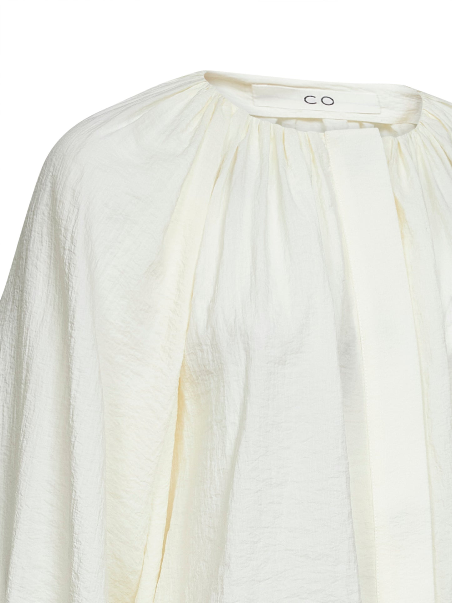 Camicia a tunica arricciata in nylon riciclato latte
