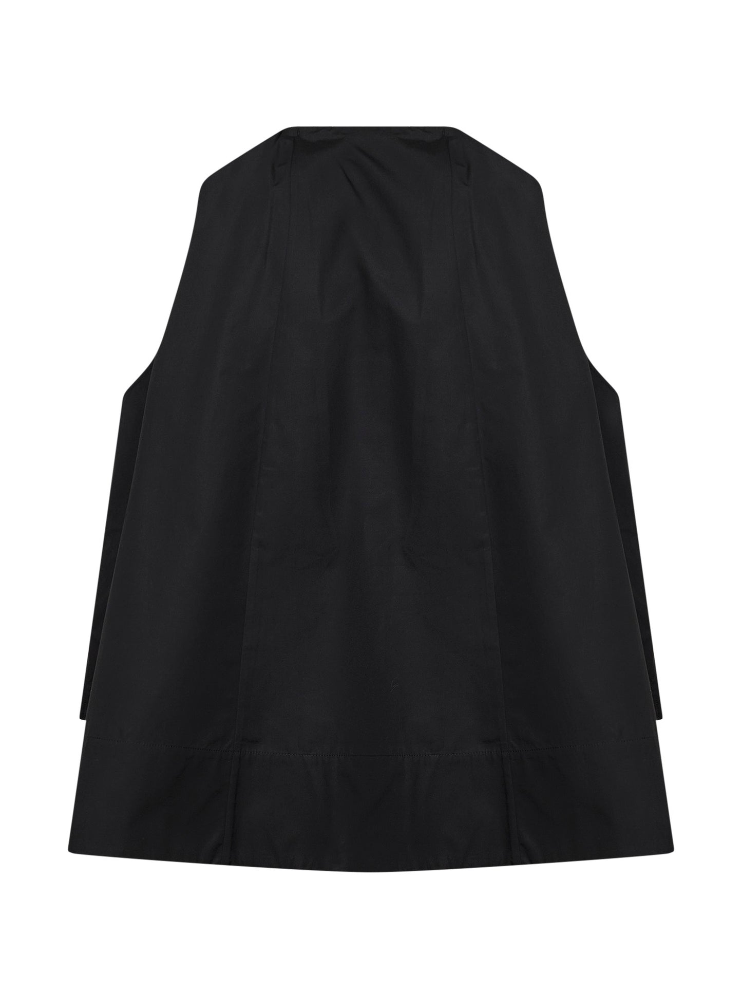 Camicia tunica arricciata in raso di cotone nero