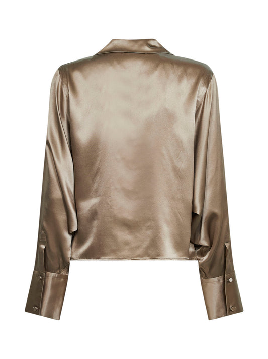 Camicia con giromanica abbassato in seta sesamo