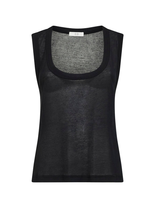 Canotta ampia in jersey fiammato nero