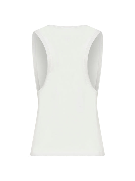 Canotta ampia in jersey fiammato avorio