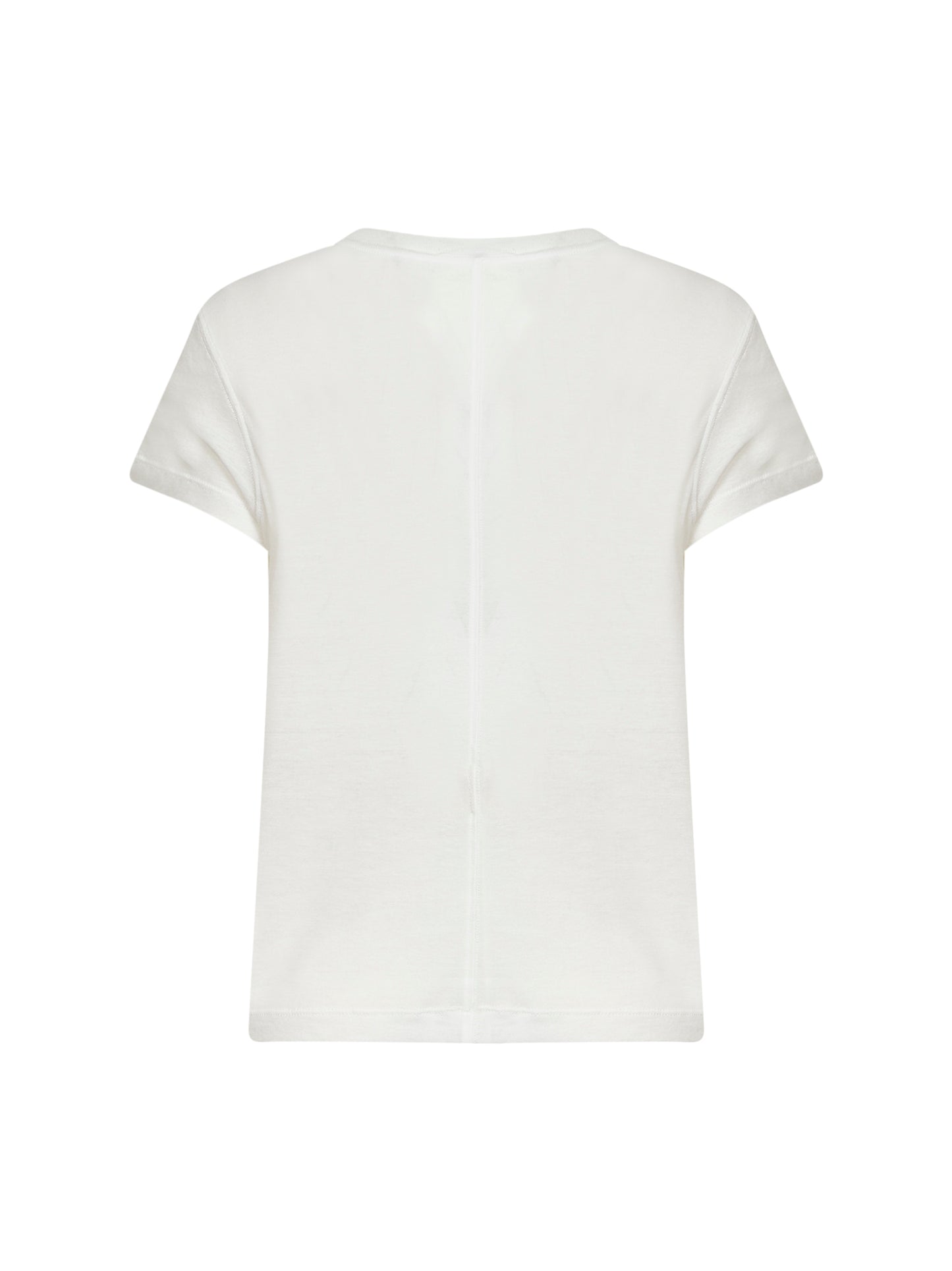 T-shirt girocollo in jersey di cotone a costine avorio