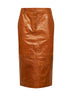Cognac leather tailored pencil skirt
