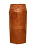 Cognac leather tailored pencil skirt