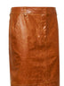 Cognac leather tailored pencil skirt