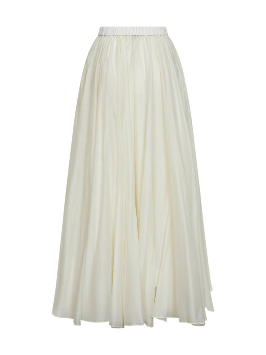 Pearl cotton and silk voile double-layer crinoline skirt