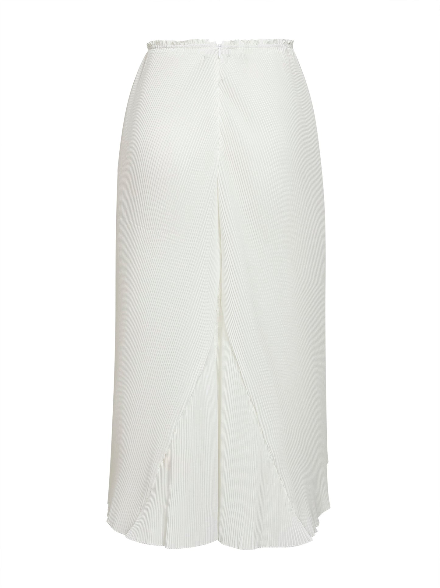 White plissé midi skirt