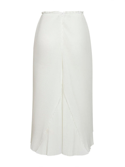 White plissé midi skirt
