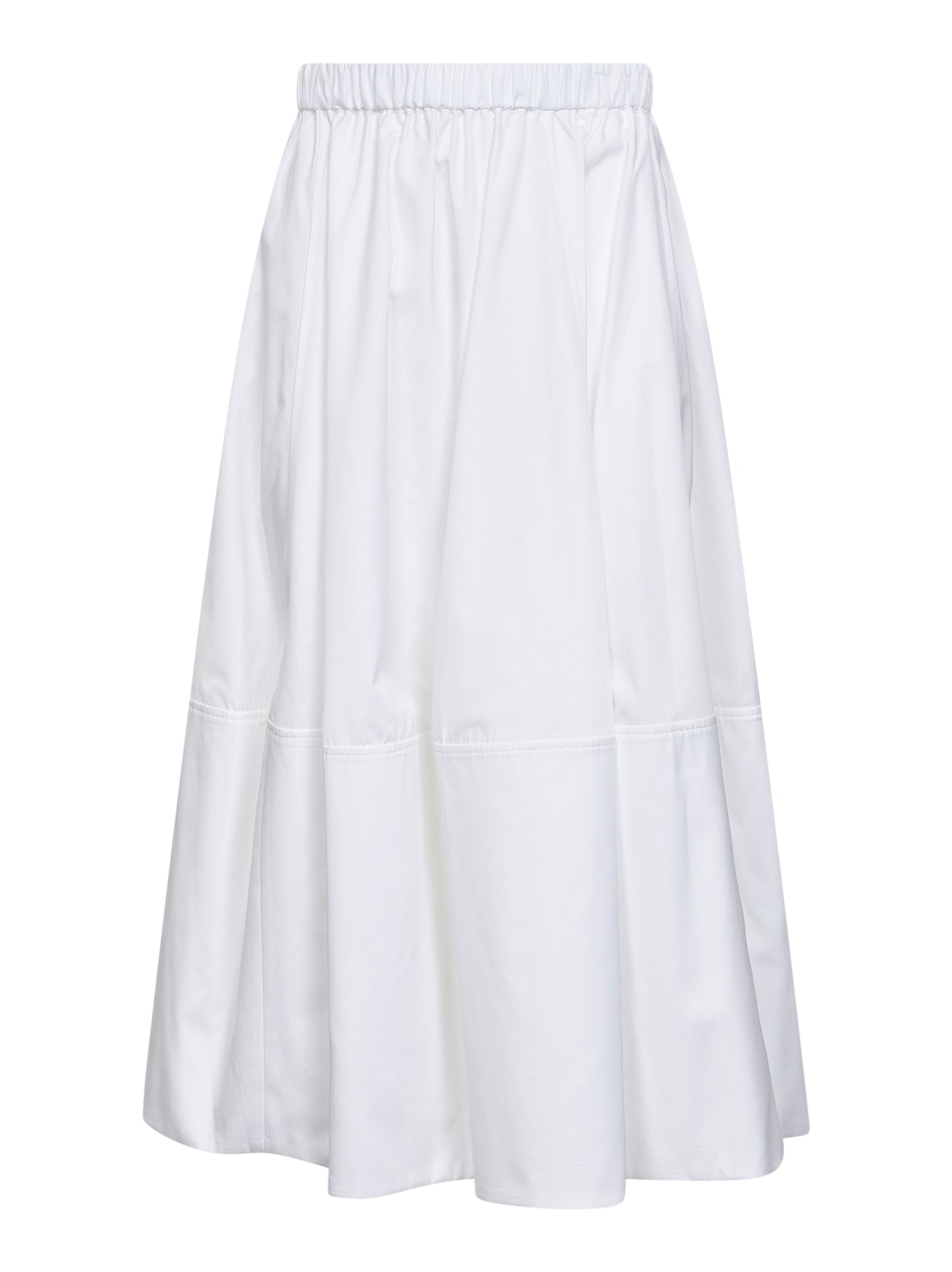White cotton poplin midi full skirt