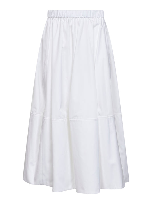 White cotton poplin midi full skirt