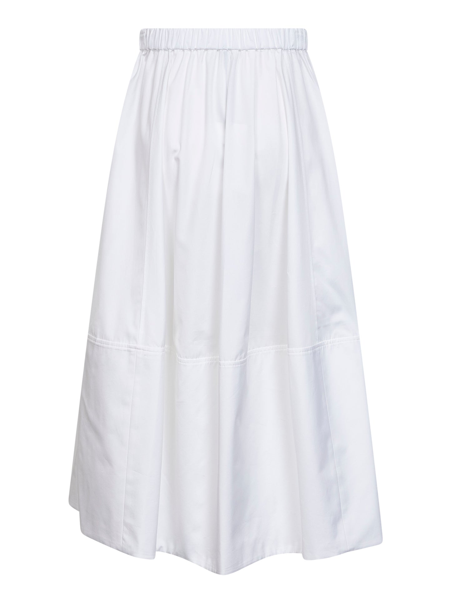 White cotton poplin midi full skirt