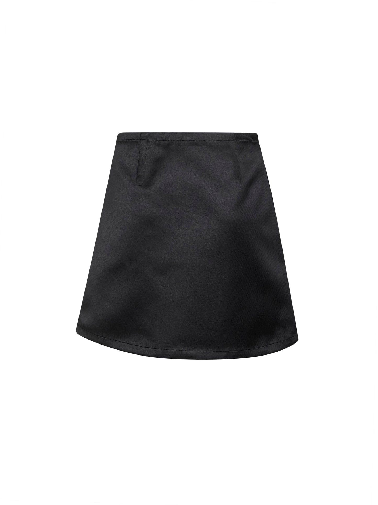 Black duchesse satin wrap mini skirt
