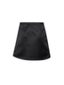 Black duchesse satin wrap mini skirt