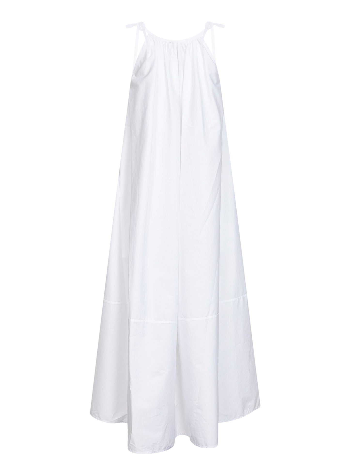 Abito arricciato in popeline di cotone nero