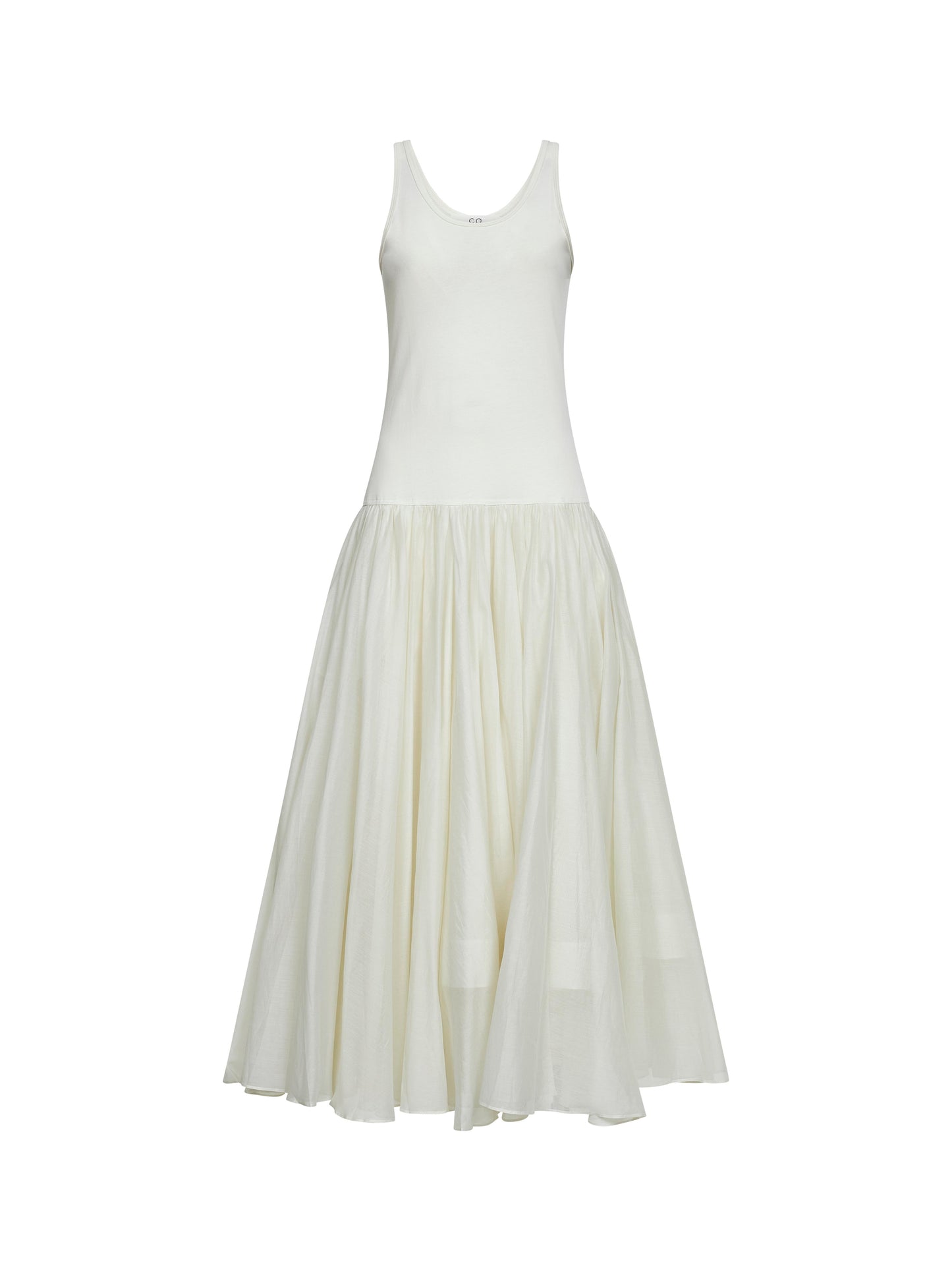 Pearl cotton and silk voile crinoline double-layer dress