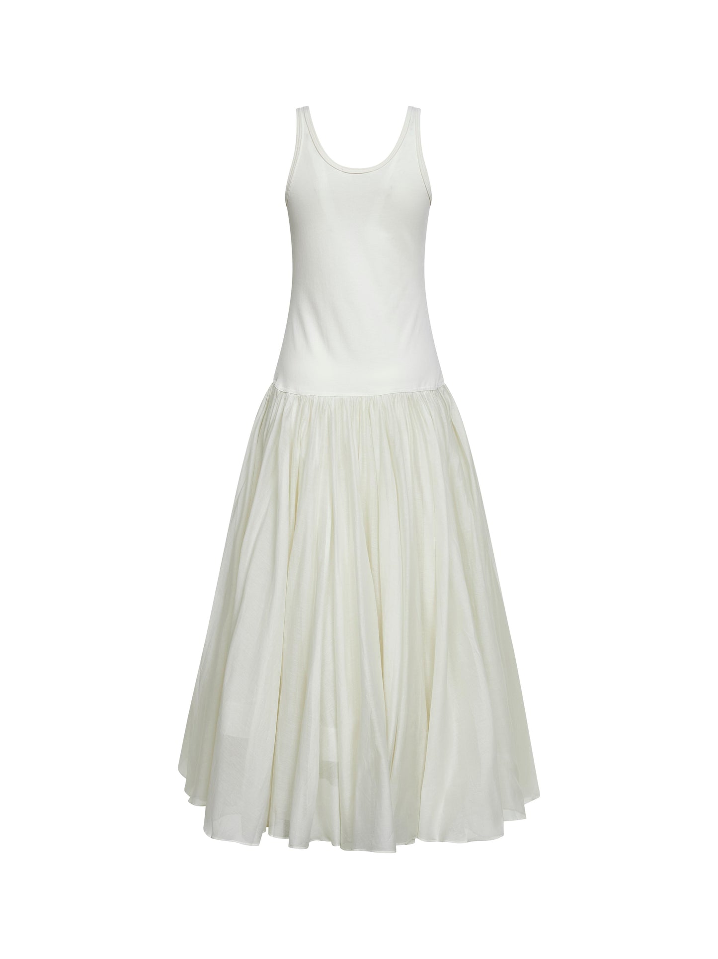 Pearl cotton and silk voile crinoline double-layer dress