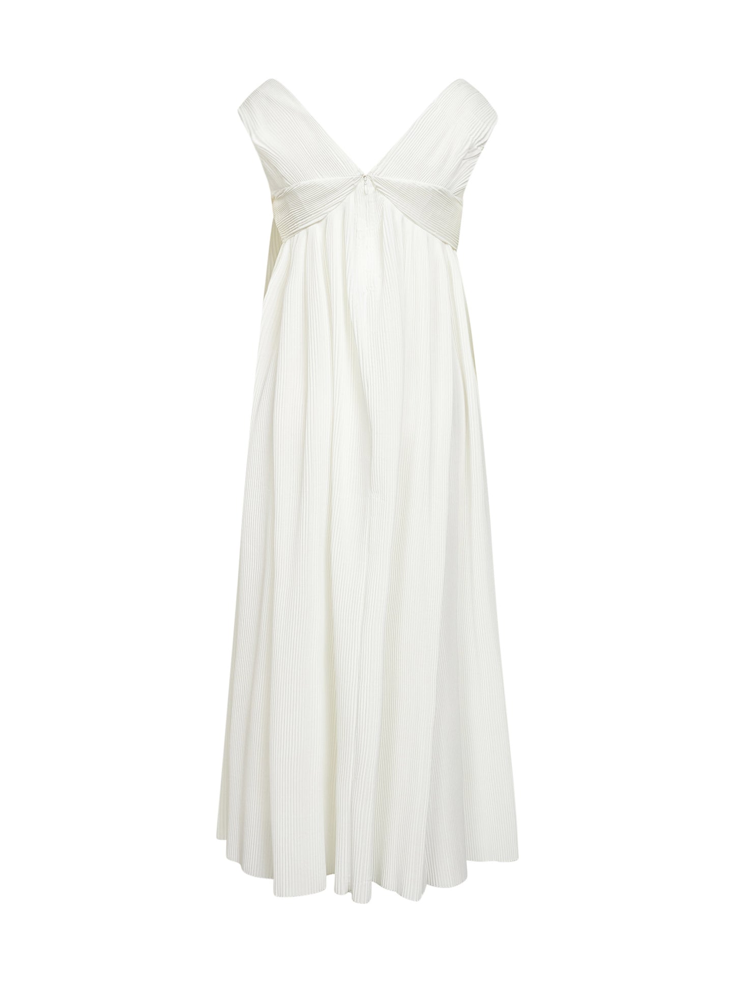Abito lungo in tessuto plissé bianco