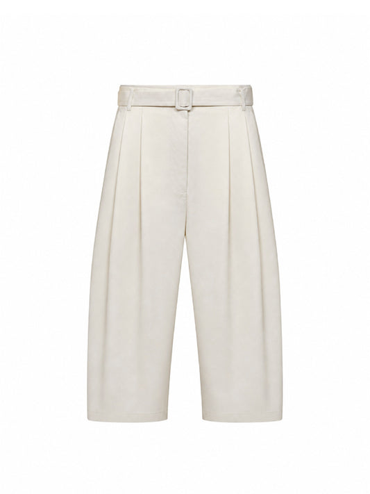 Pearl garment-dyed cotton pleated culotte trousers