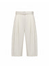 Pantaloni culotte con pinces in cotone tinto capo perla