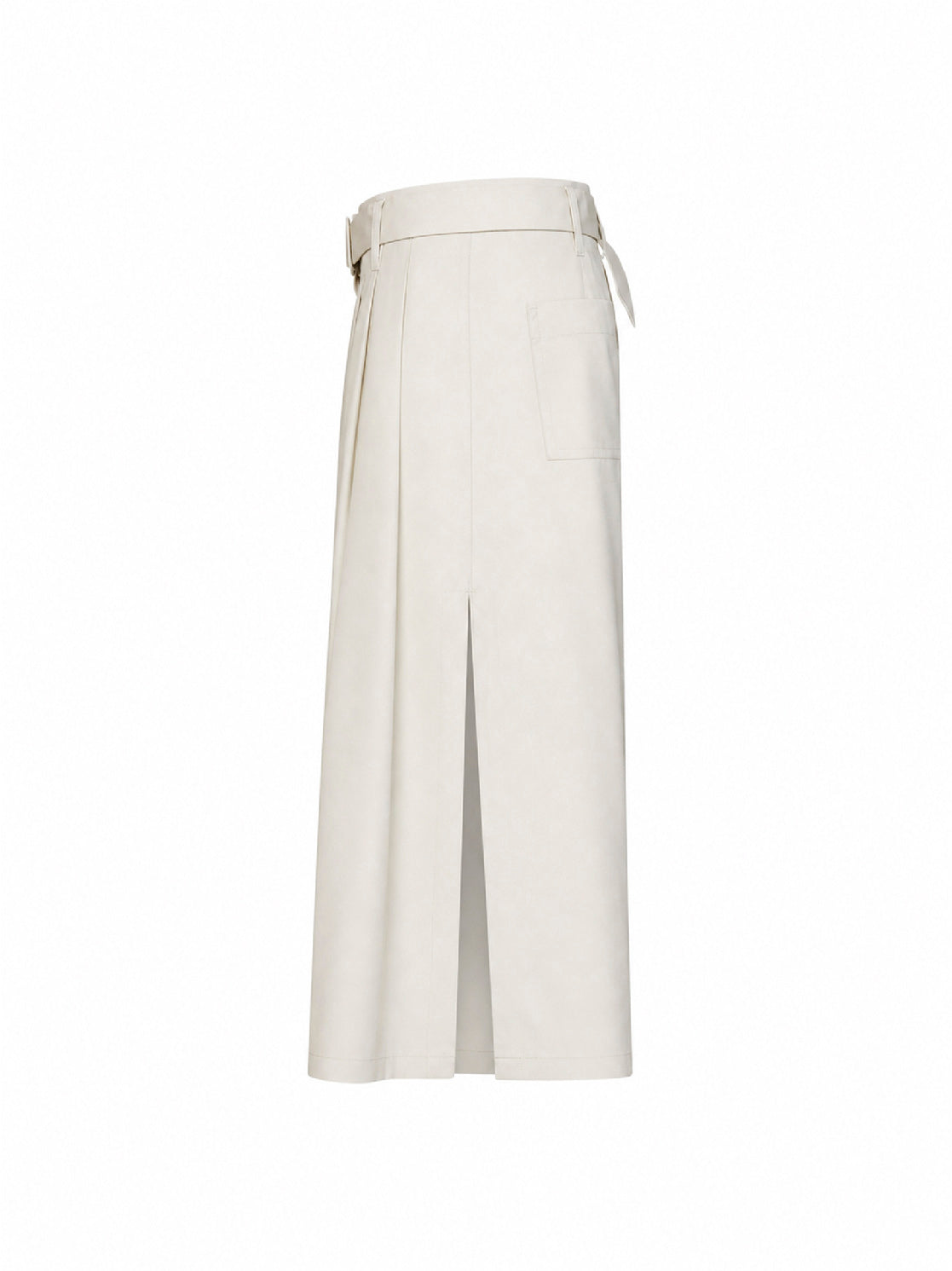 Pantaloni culotte con pinces in cotone tinto capo perla