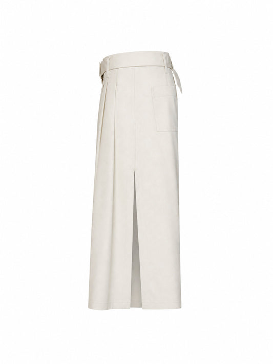 Pearl garment-dyed cotton pleated culotte trousers