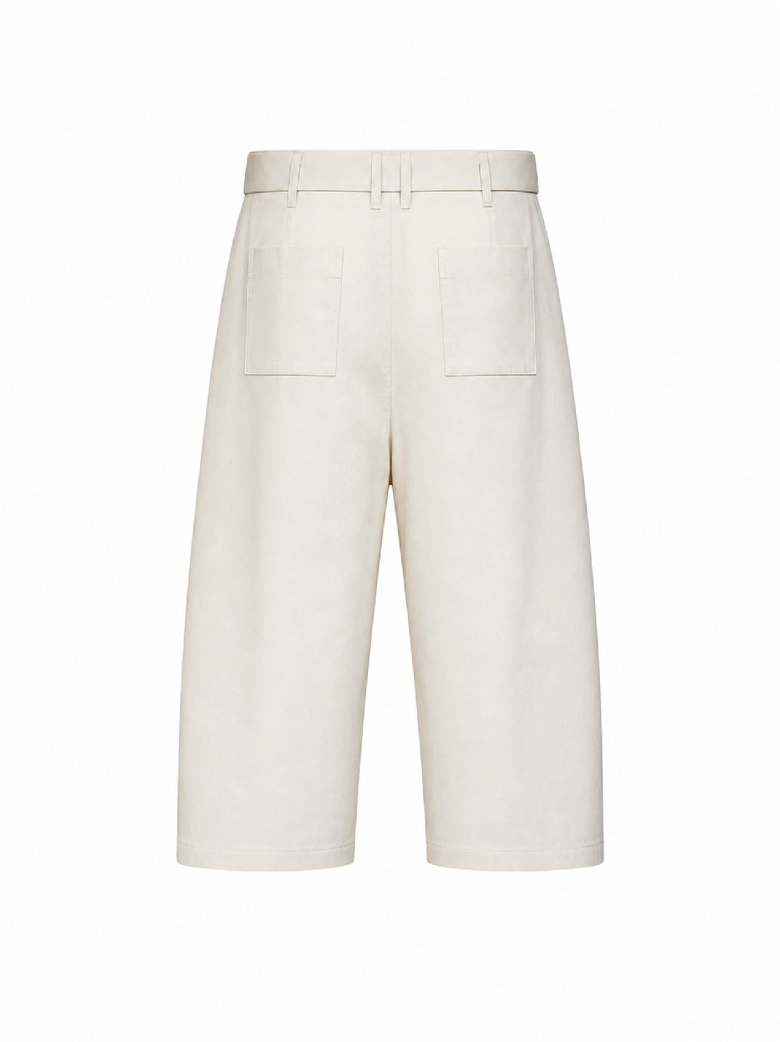 Pantaloni culotte con pinces in cotone tinto capo perla
