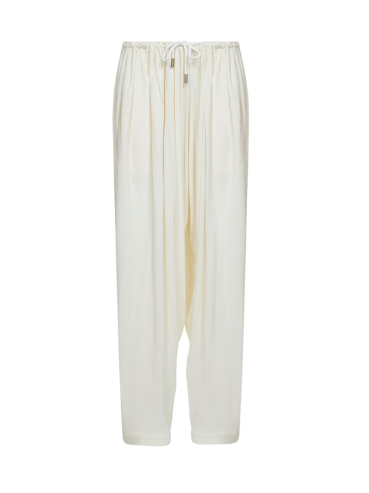 Ivory viscose elasticated waist gathered trousers